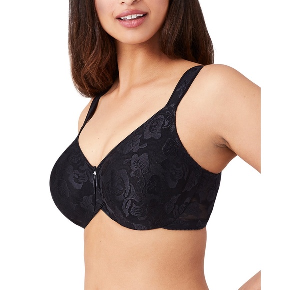 NWT New Wacoal Black Floral Mesh Overlay Awareness Underwire Bra - Picture 2 of 6